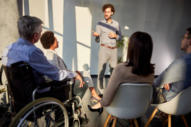 Technician configuring inclusive event av solutions