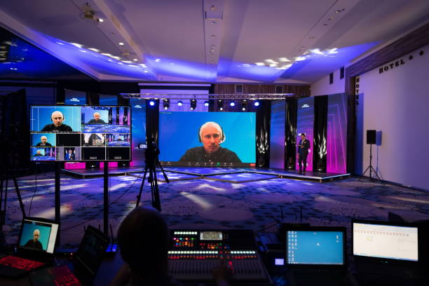 Professional AV technicians managing educational events